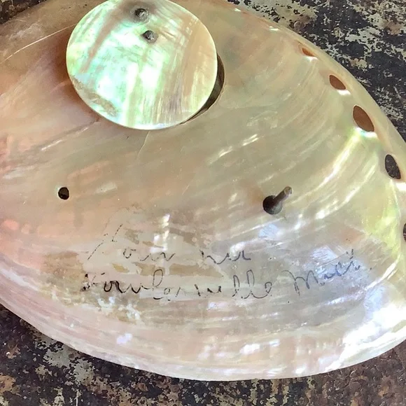 Antique / Vintage Mother of Pearl Abalone Ink Well - Picture 3 of 11